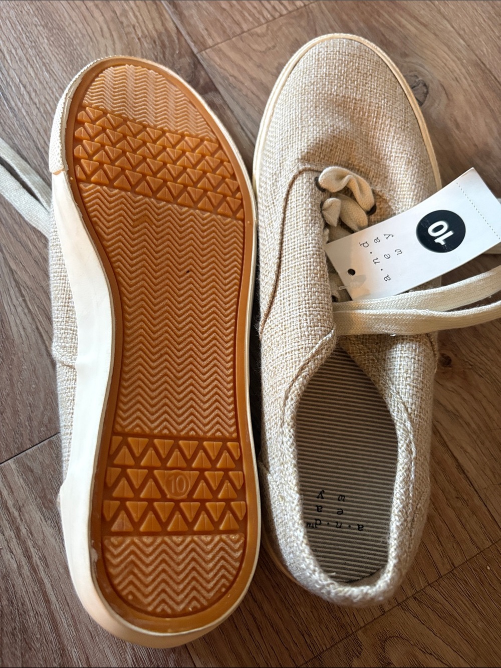 Earth Origins Beige Canvas Lace-Up Flats - Picture 2 of 2